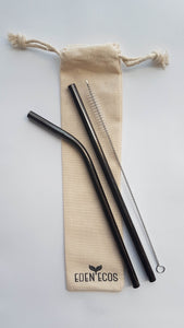 2 Stainless Steel Straws - With Bag and Brush