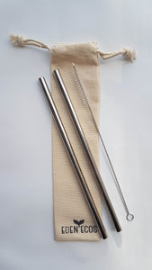 2 Stainless Steel Straws - With Bag and Brush